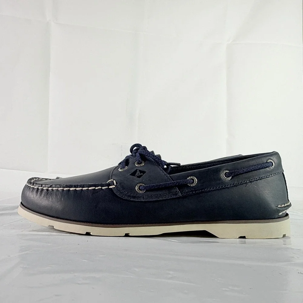 Sperry Top-Sider Leeward 2-Eye Navy Boat Shoes Men's Size 10.5 W New NIB